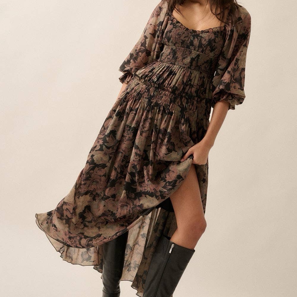 Floral Chiffon Maxi Dress